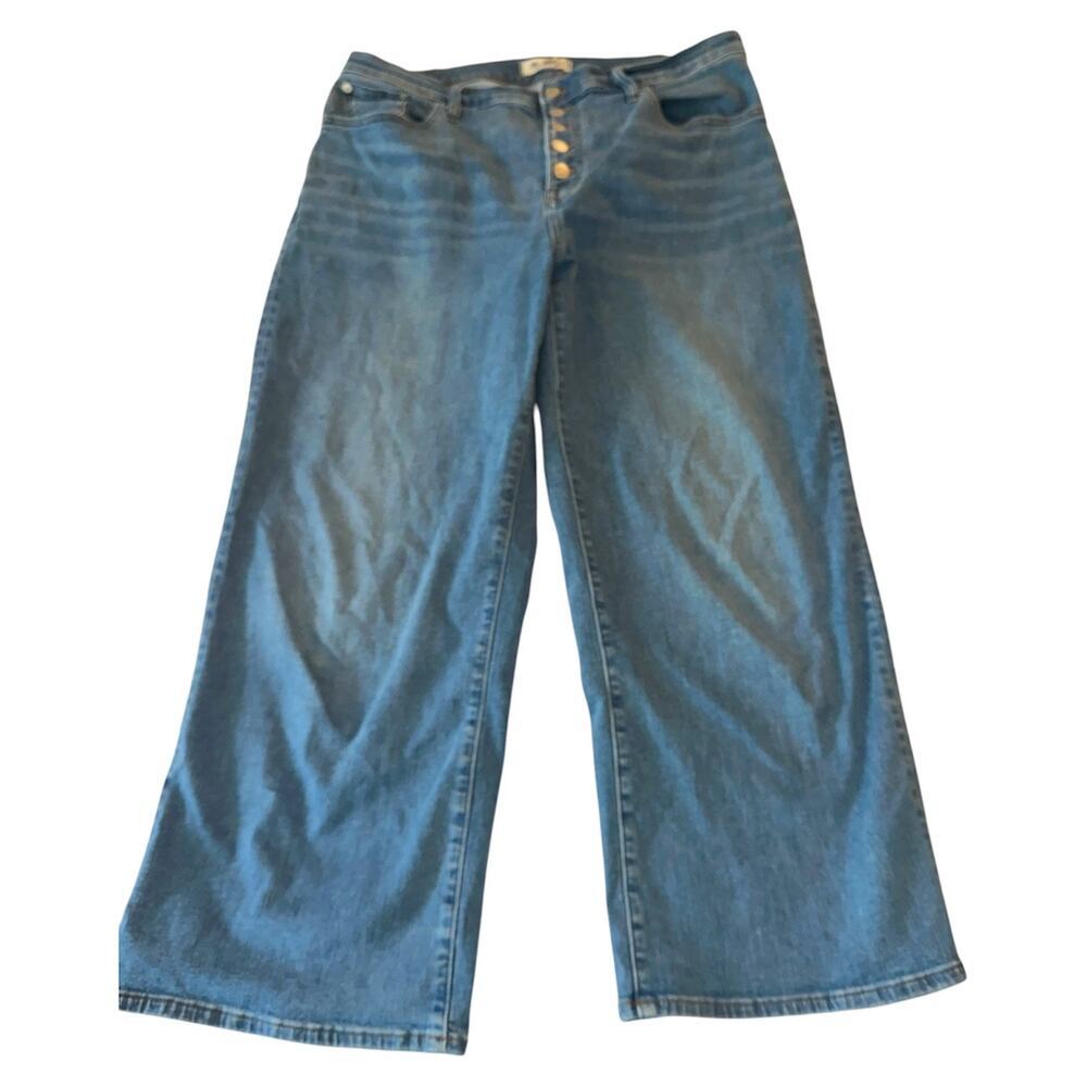 Madewell Perfect Vintage Wide Leg Jeans Women’s 32P (14) High Rise Button Fly